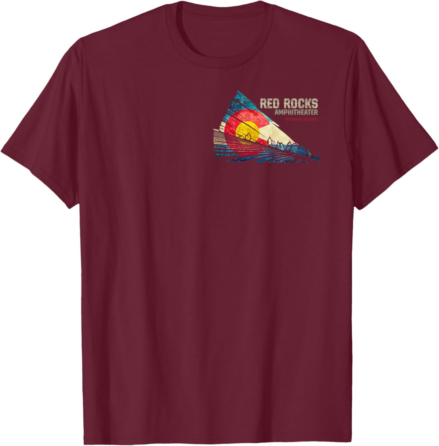 Red Rocks Amphitheater - Colorado C - State Flag T-Shirt - T-Shirt | Maroon