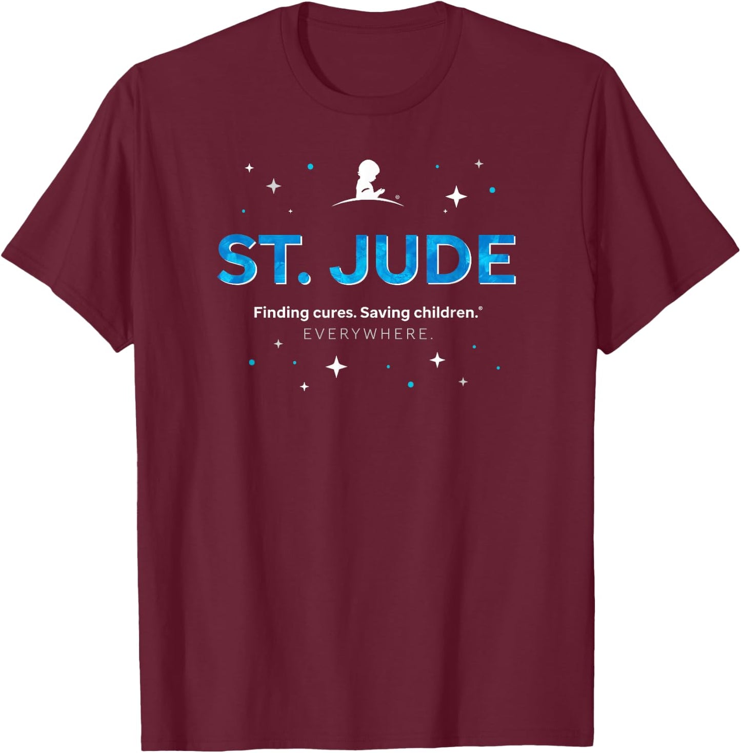 St. Jude "Finding Cures. Saving Children. EVERYWHERE" Space T-Shirt - T-Shirt | Maroon