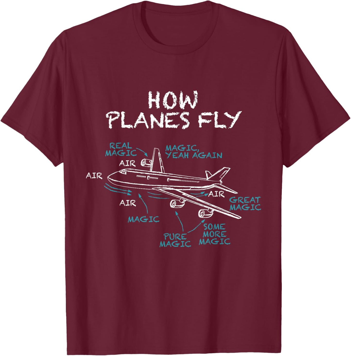 How Planes Fly Funny Pilot Aerospace Engineer Aviation B747 T-Shirt - T-Shirt | Maroon