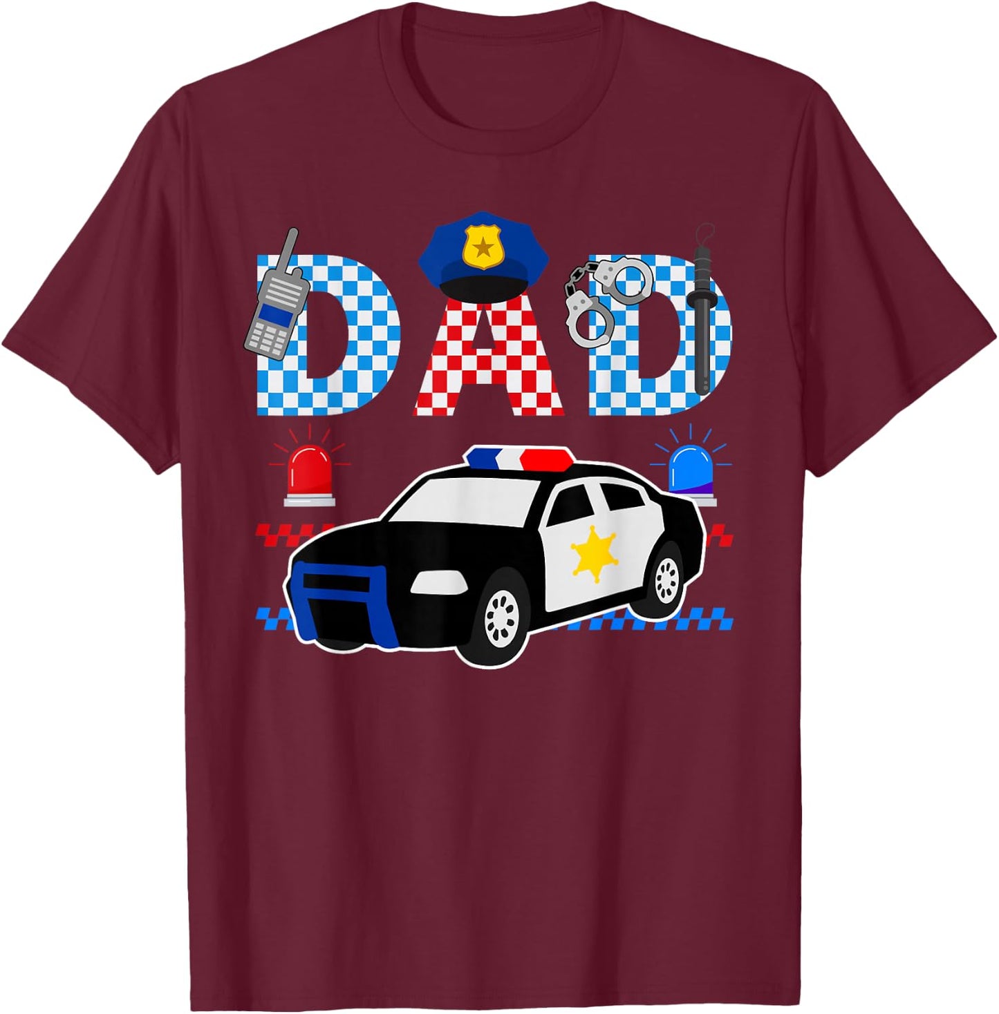 Cop Dad Police Themed Kids Birthday Officer Party Matching T-Shirt - T-Shirt | Maroon