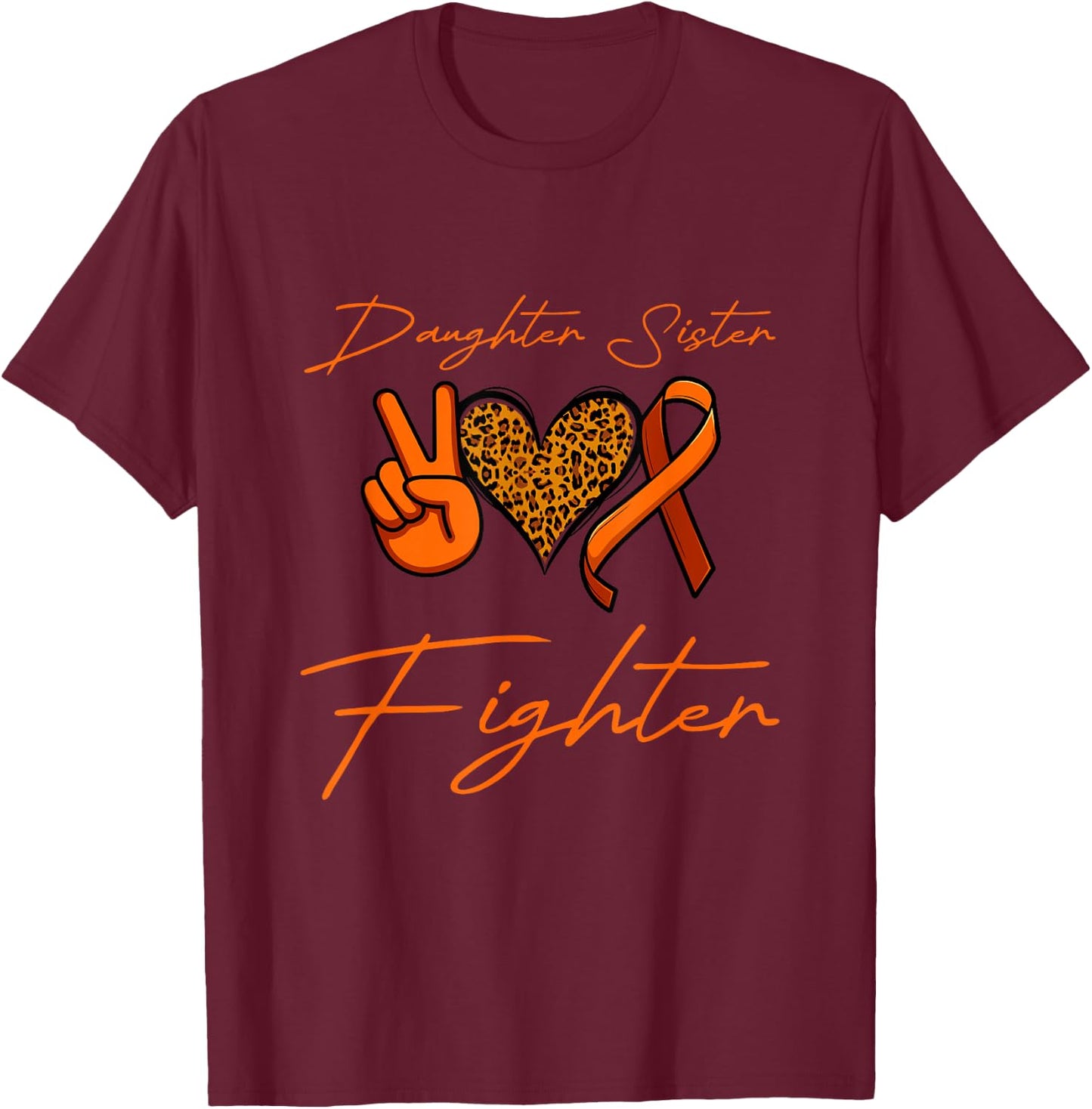 Daughter Sister Fighter MS Family Support T-Shirt - T-Shirt | Maroon