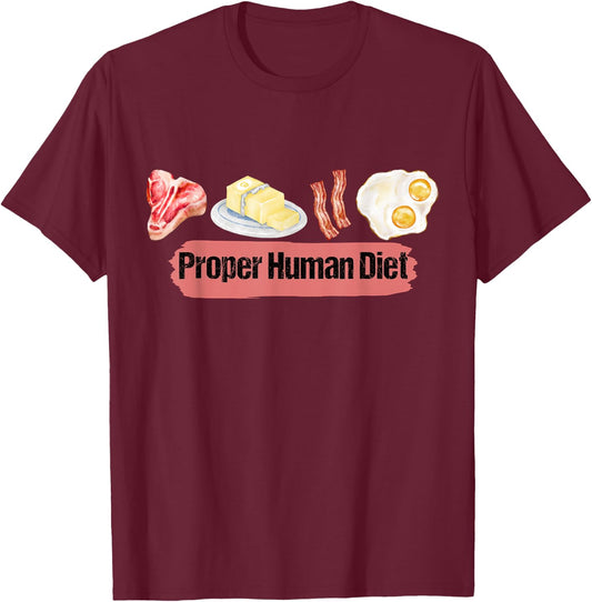 Beef Butter Bacon Eggs Proper Human Diet. lover meat. BBBE T-Shirt - T-Shirt | Maroon