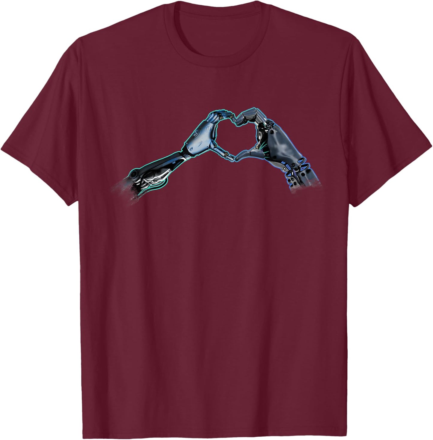 AI Hands Heart Shape T-Shirt - T-Shirt | Maroon
