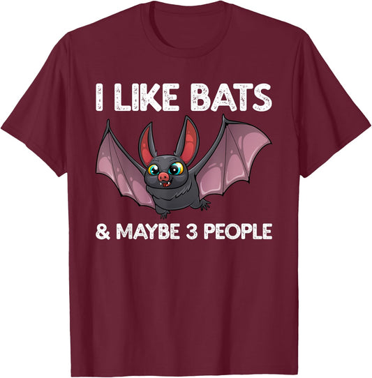 Cute Bat Art Women Nocturnal Bird Creature Bat Lover T-Shirt - T-Shirt | Maroon