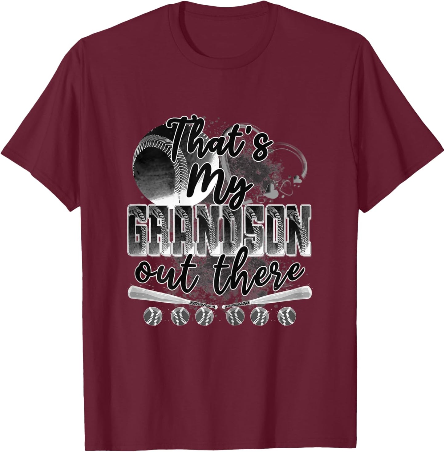 That's My Grandson Out There Gifts Women Baseball Grandma T-Shirt - T-Shirt | Maroon