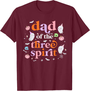 Dad of The Three Spirit Halloween 3rd Bday Boy Ghost T-Shirt - T-Shirt | Maroon