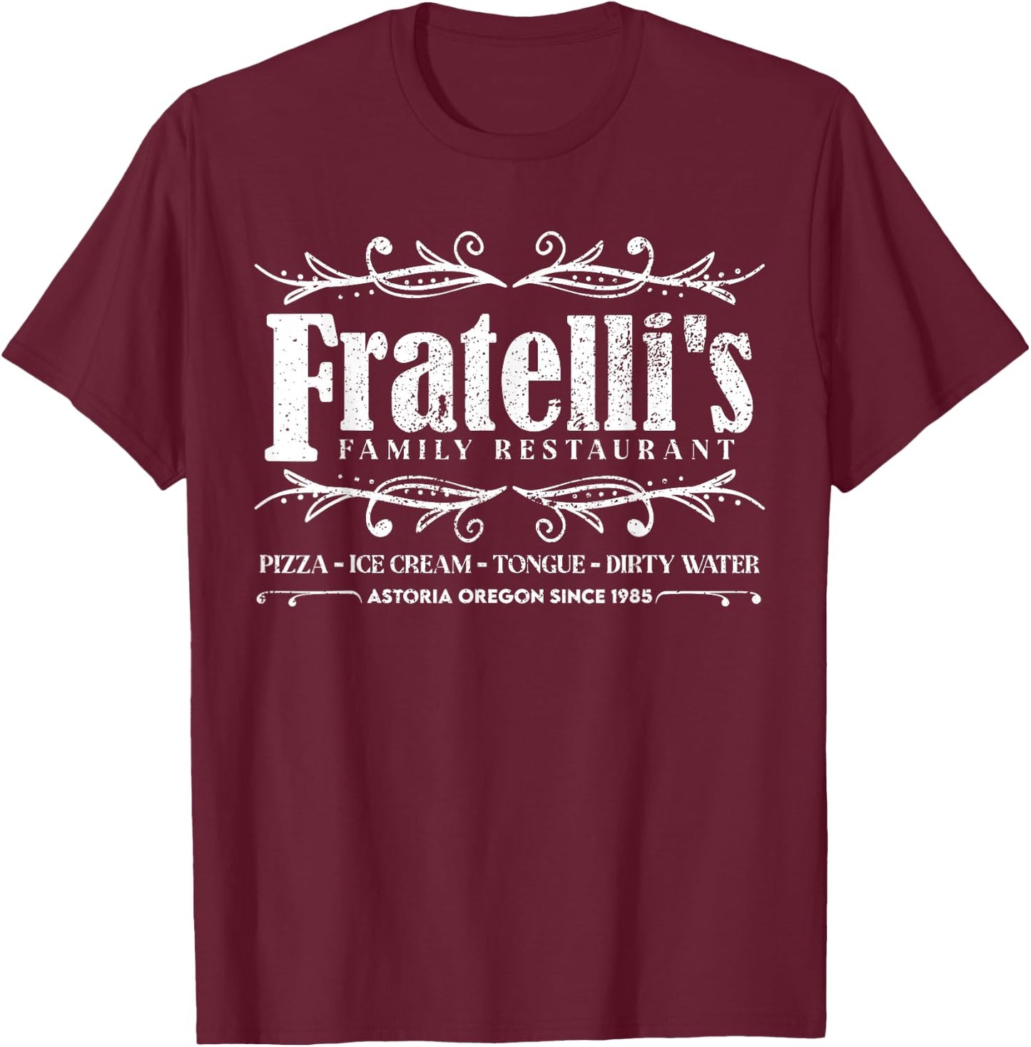 Vintage Fratelli's Family Restaurant Astoria Oregon T-Shirt - T-Shirt | Maroon