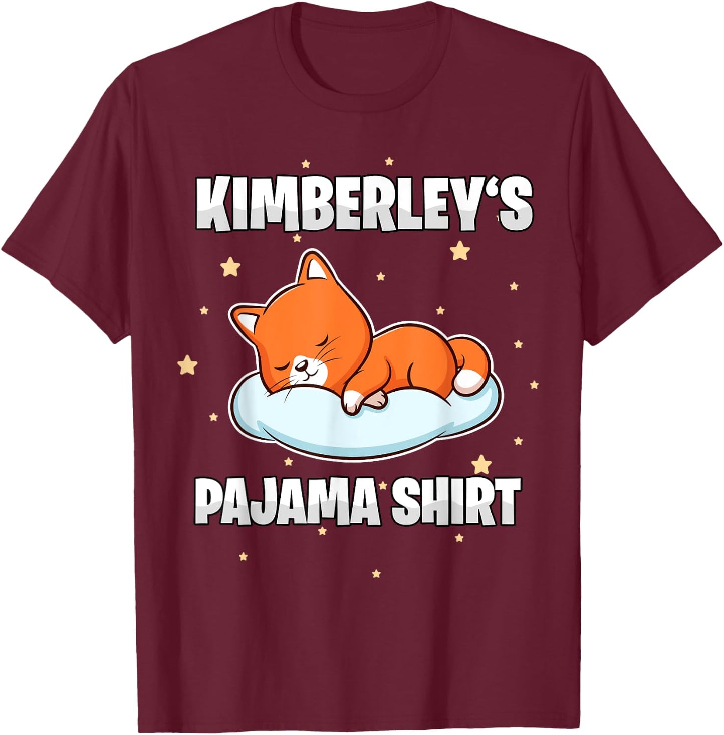 Kimberley's Pajama Shirt - Personalized Sleeping T-Shirt - T-Shirt | Maroon