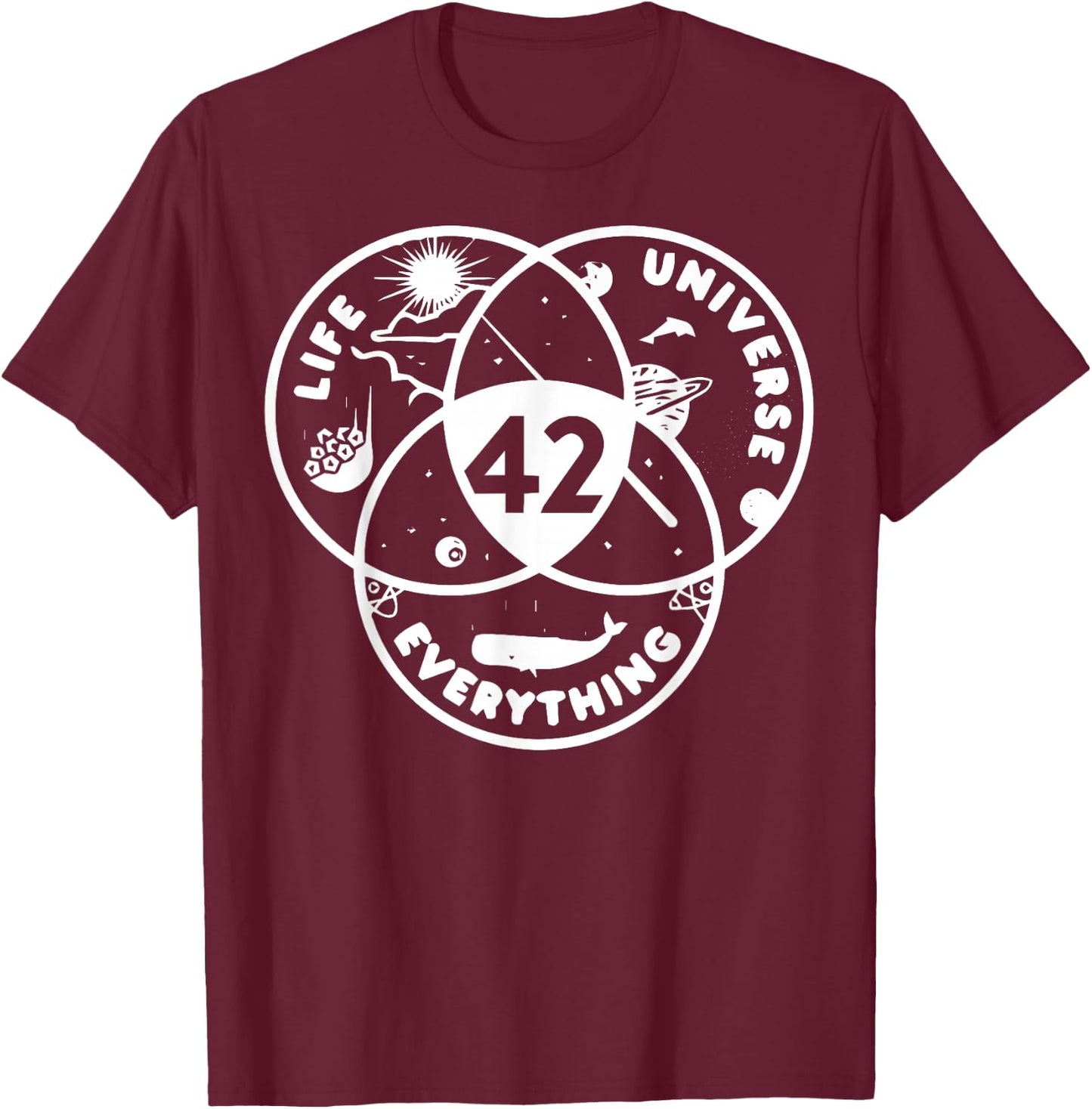Life Universe Everything 42 Answer To Life T-Shirt - T-Shirt | Maroon