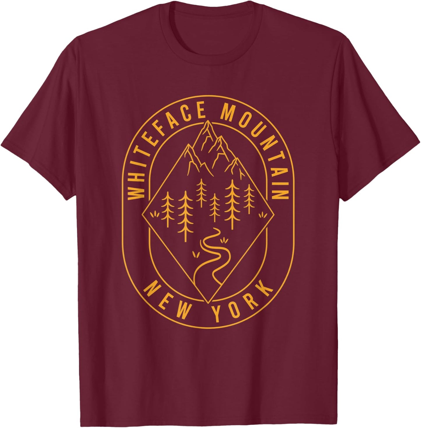 Whiteface Mountain Mountains New York Hiking Outdoors T-Shirt - T-Shirt | Maroon