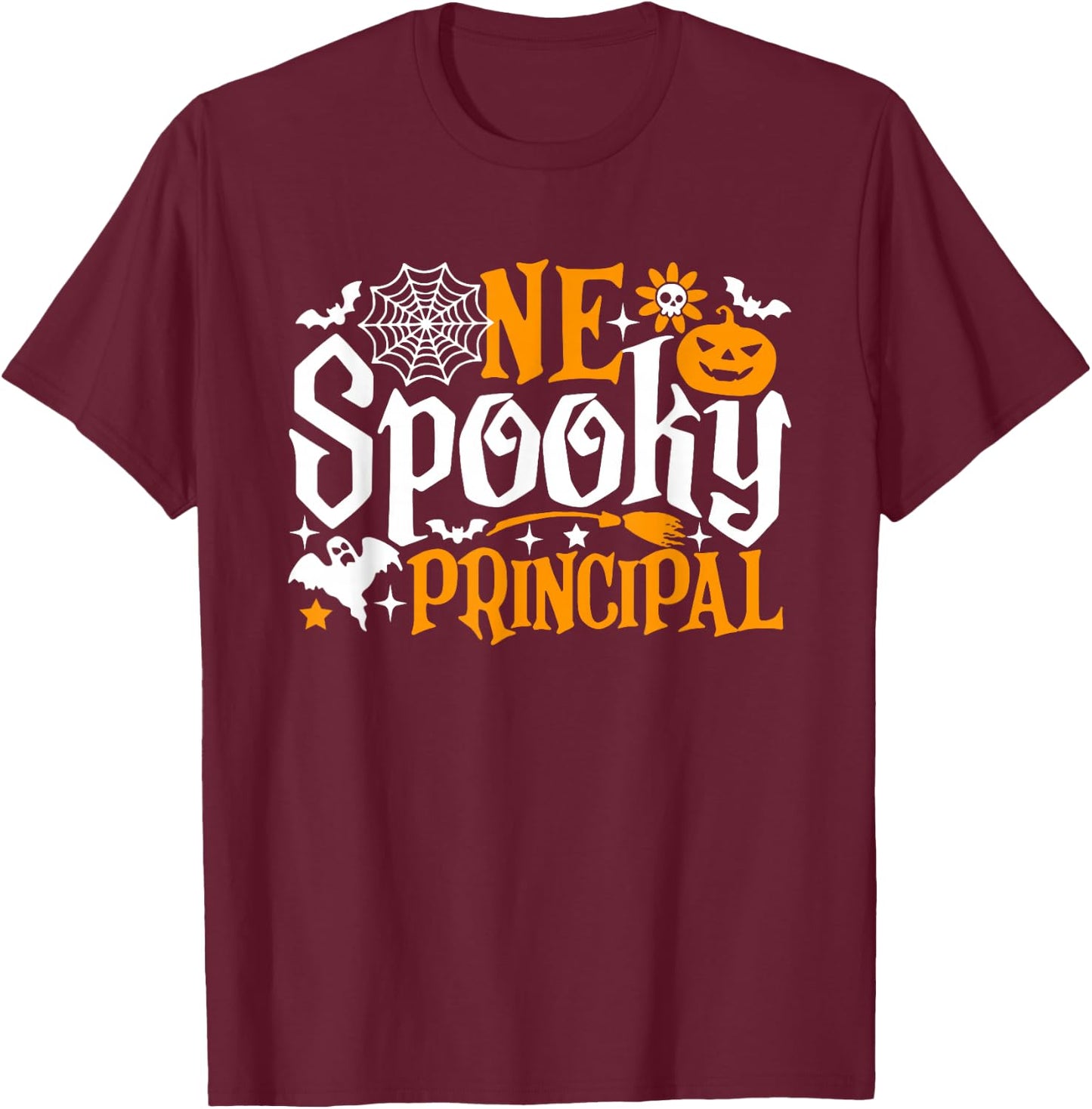 One Spooky Principal Funny Halloween Costume T-Shirt - T-Shirt | Maroon