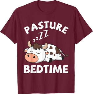 Pasture Bedtime Cows Lovers Funny Cattle Farmer Cow Farm T-Shirt - T-Shirt | Maroon