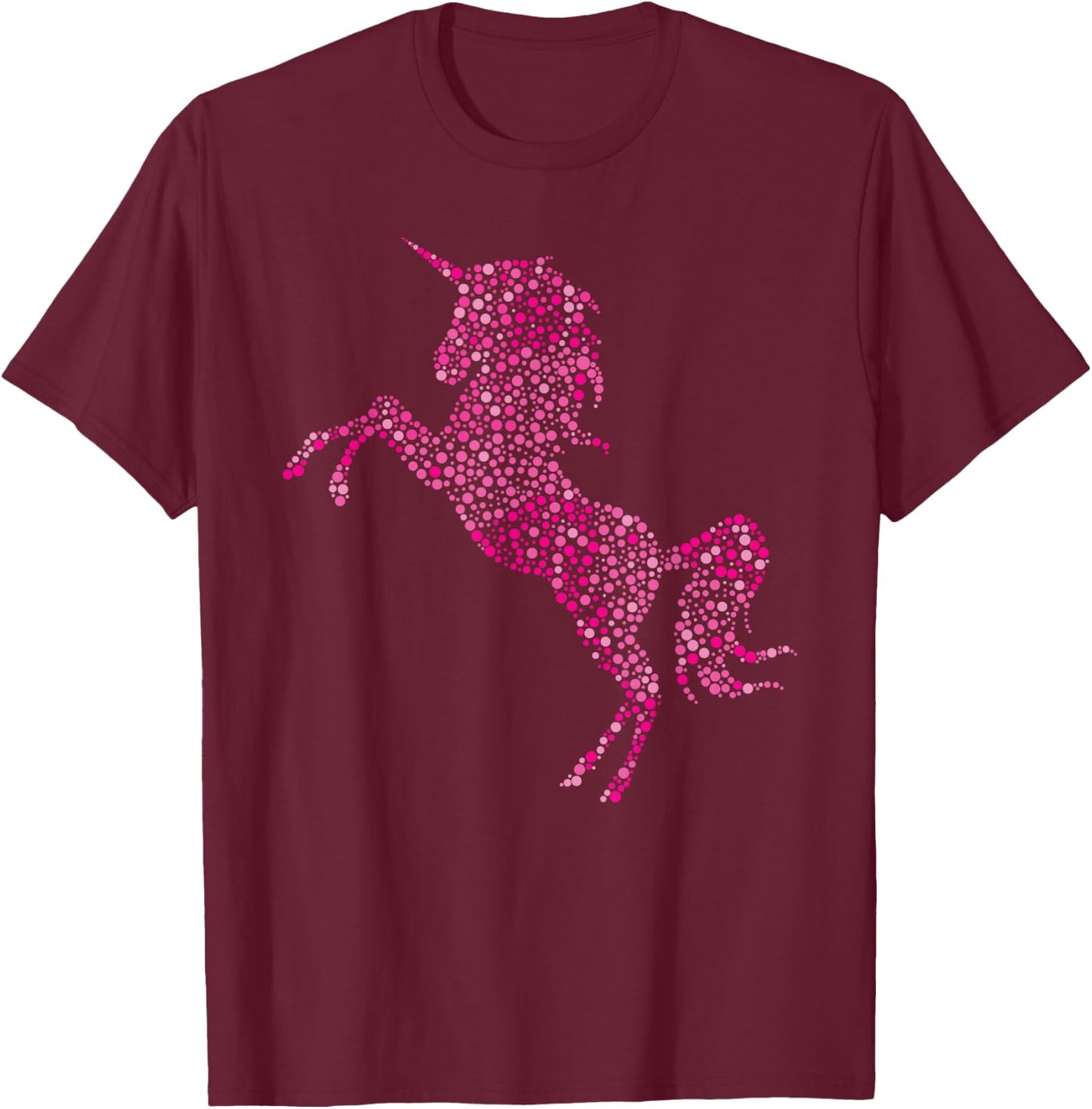 Girl's Unicorn Pink Polka Dot Day Horse T-Shirt - T-Shirt | Maroon