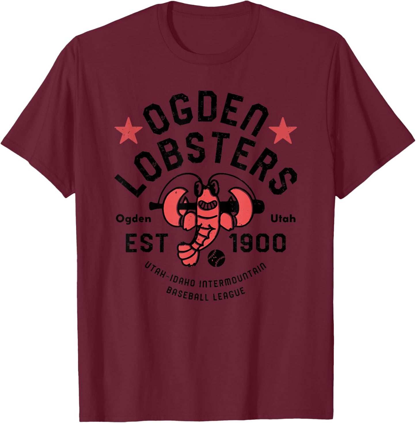Ogden Lobsters Utah Vintage Defunct Baseball T-Shirt - T-Shirt | Maroon