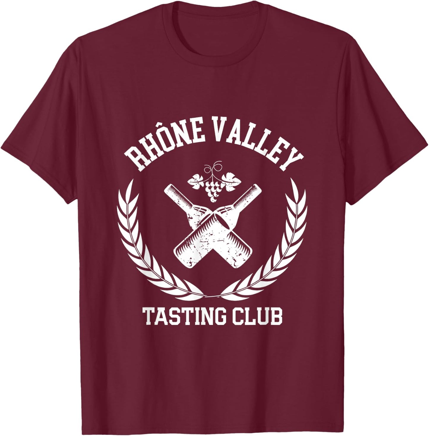 Preppy Varsity Aesthetic Rhone Valley Tasting Club wine T-Shirt - T-Shirt | Maroon