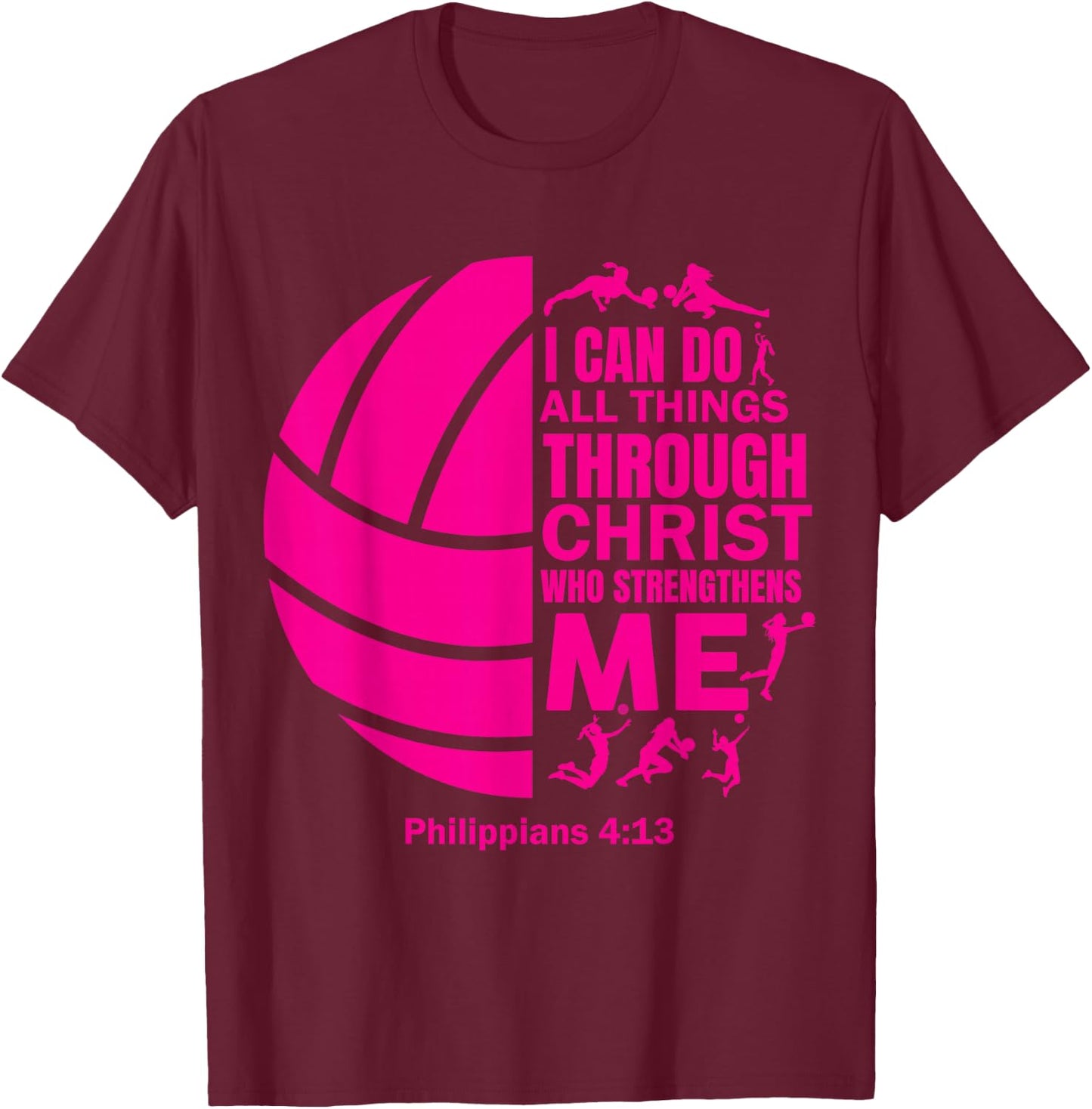 Women Volleyball-Shirt for Teen Girls Funny Christian Christ T-Shirt - T-Shirt | Maroon