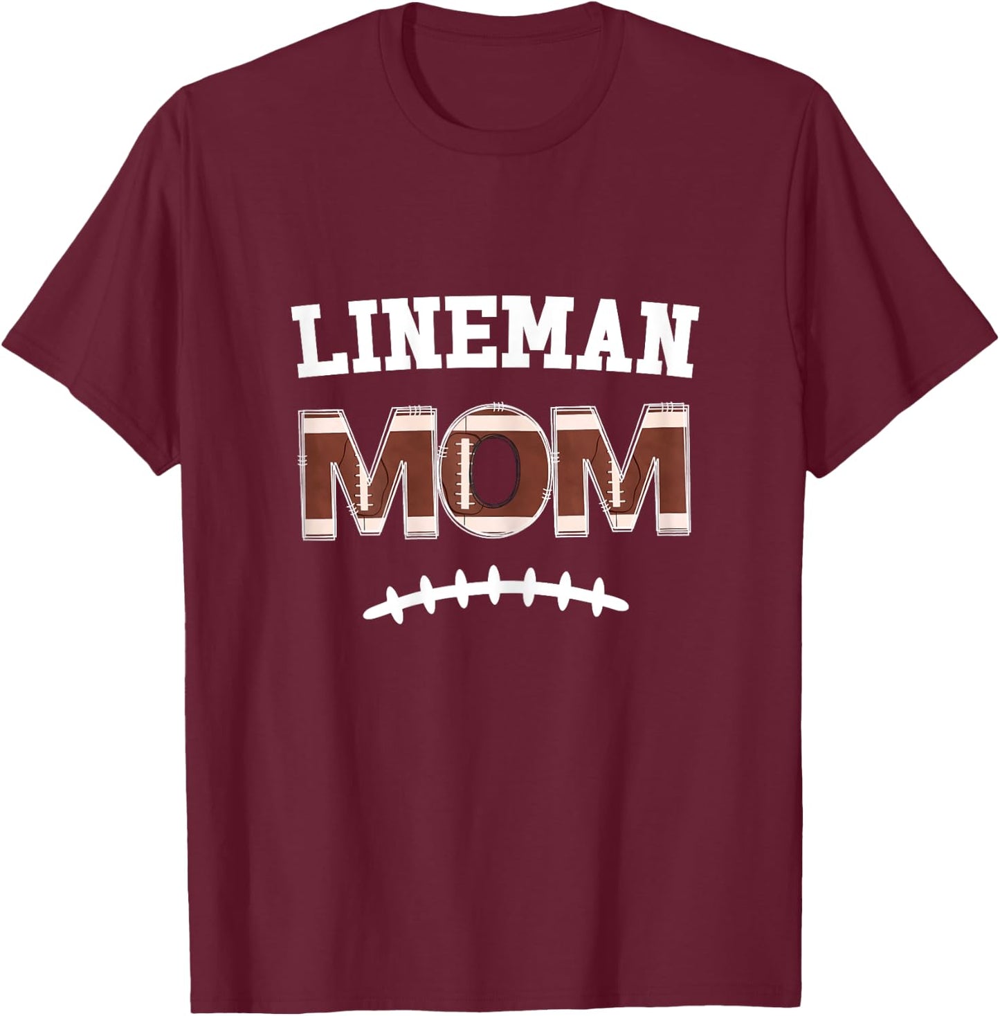 Lineman Mom, Football Mom Gift, O-Line and D-Line Sports Mom T-Shirt - T-Shirt | Maroon