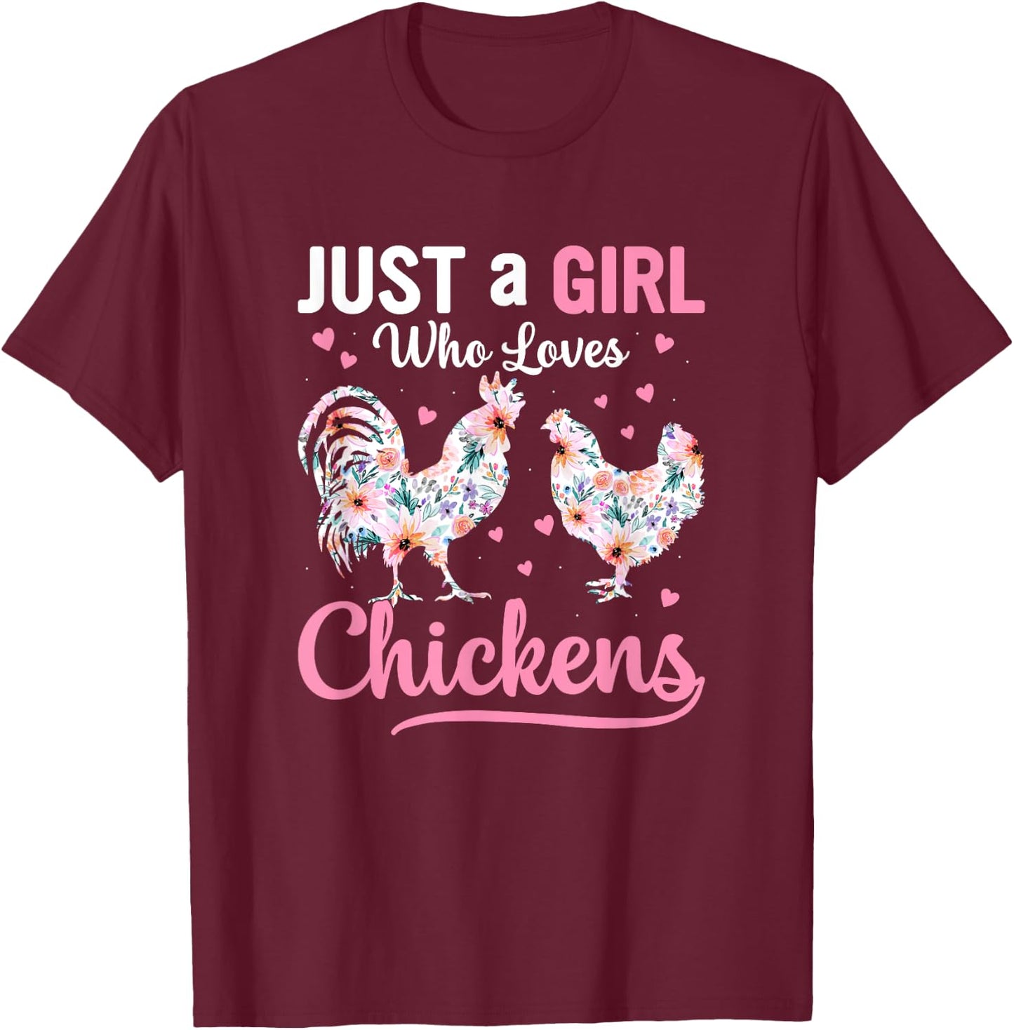 Funny chicken farmer design and girls T-Shirt - T-Shirt | Maroon