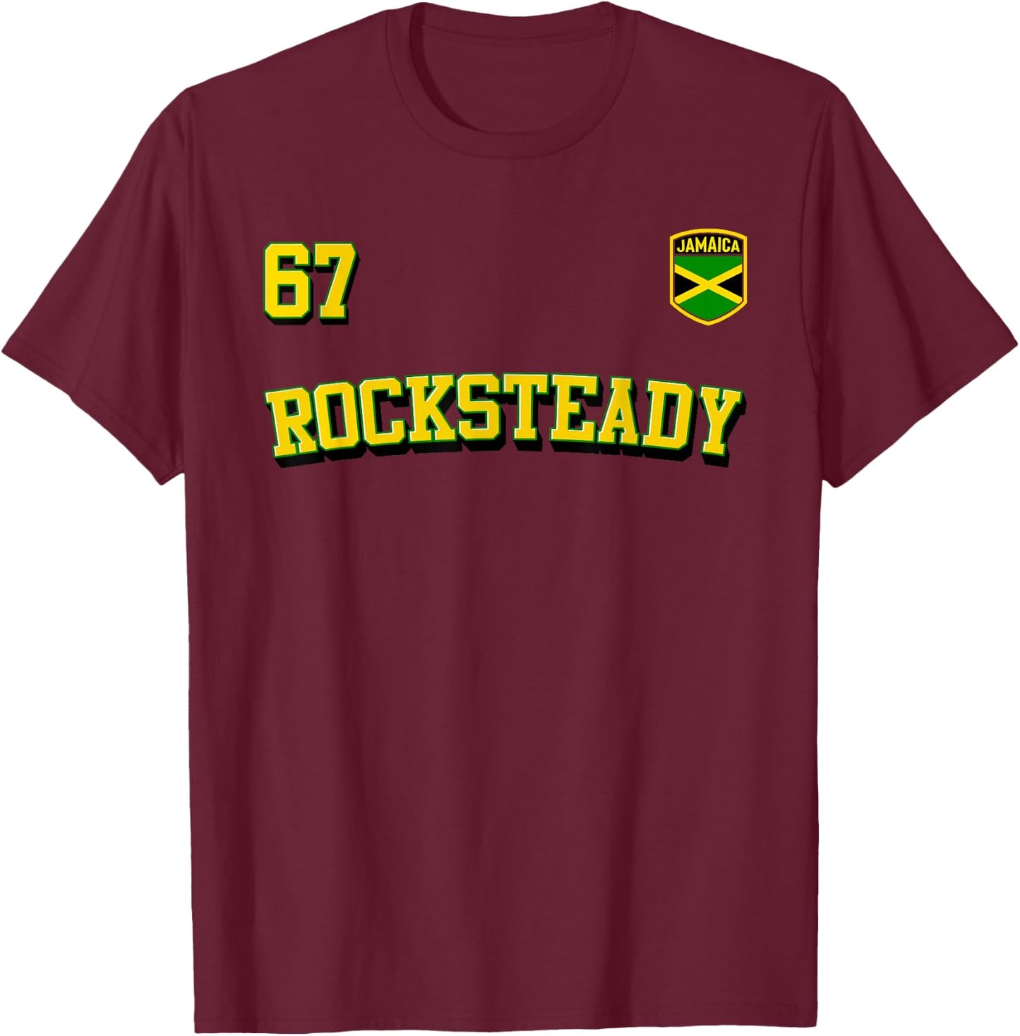 ROCKSTEADY 1967 Vintage Ska Reggae Music Jamaica Flag Jersey T-Shirt - T-Shirt | Maroon