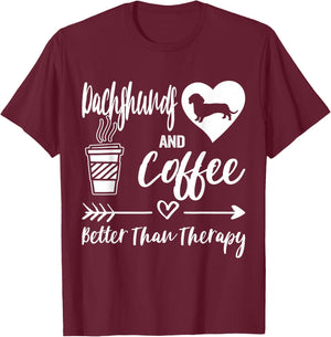 Dachshunds And Coffee Dachshund Mom Dachshund Dad Coffee T-Shirt - T-Shirt | Maroon