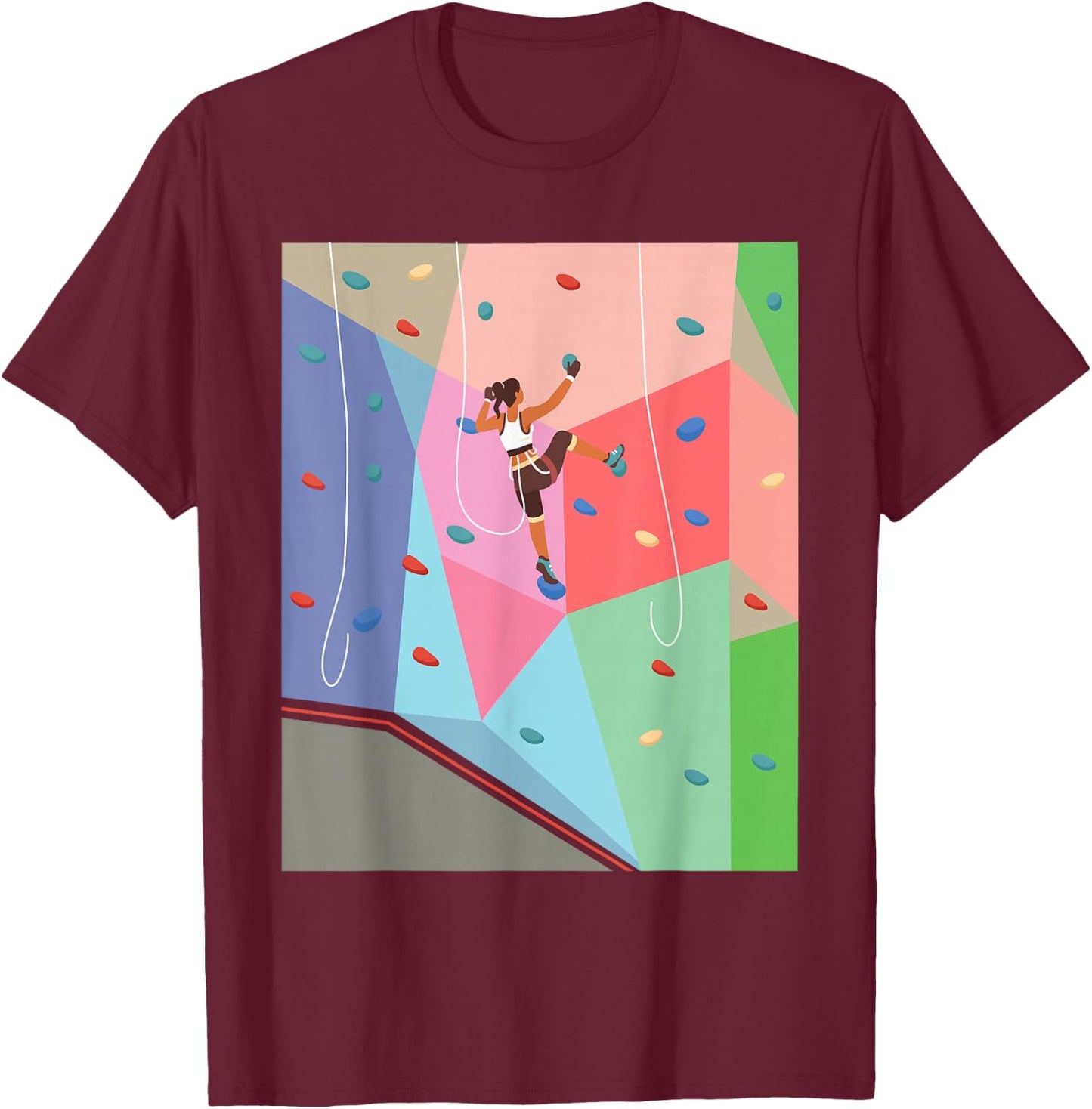 Wall Climbing Girl - Rock Climber Indoor Sports Adventure T-Shirt - T-Shirt | Maroon