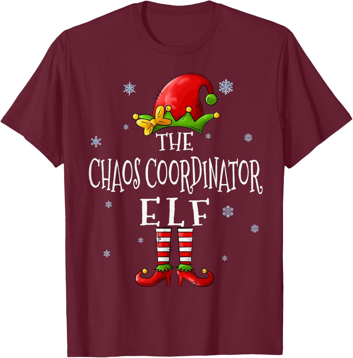 The Chaos Coordinator Elf Squad Funny Matching Christmas T-Shirt - T-Shirt | Maroon