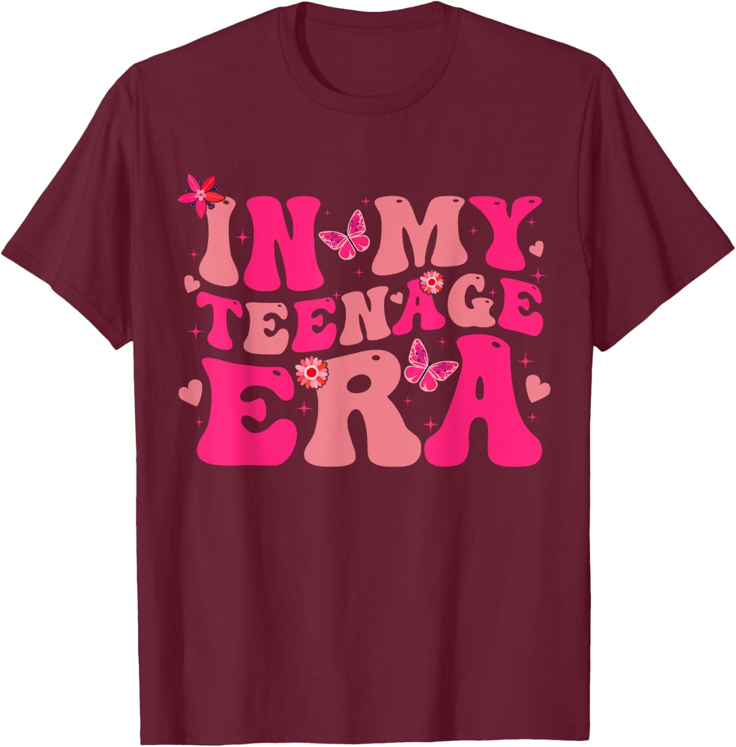 In My Teenage Era Retro Groovy 13 to 19 years Teenager T-Shirt - T-Shirt | Maroon