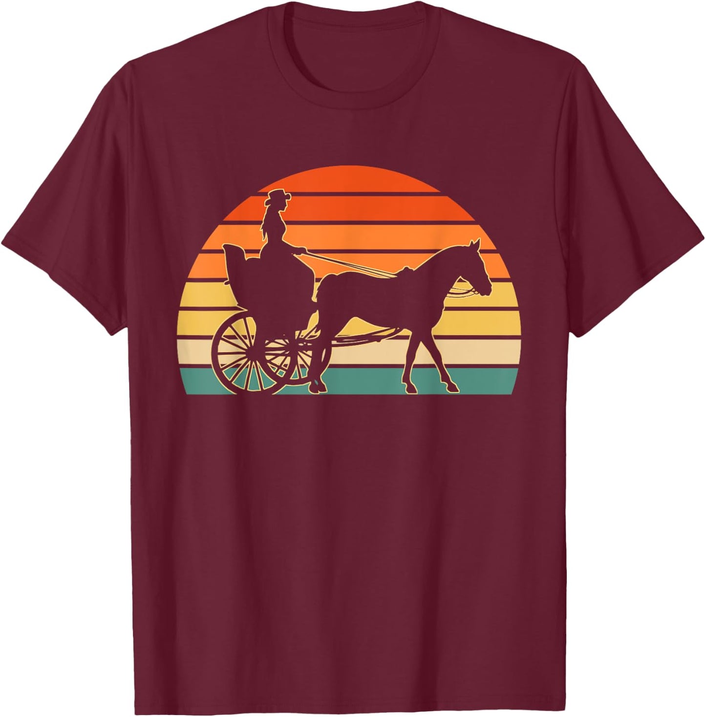 Horse Carriage Driving Women Horse Riding Cowgirl T-Shirt - T-Shirt | Maroon