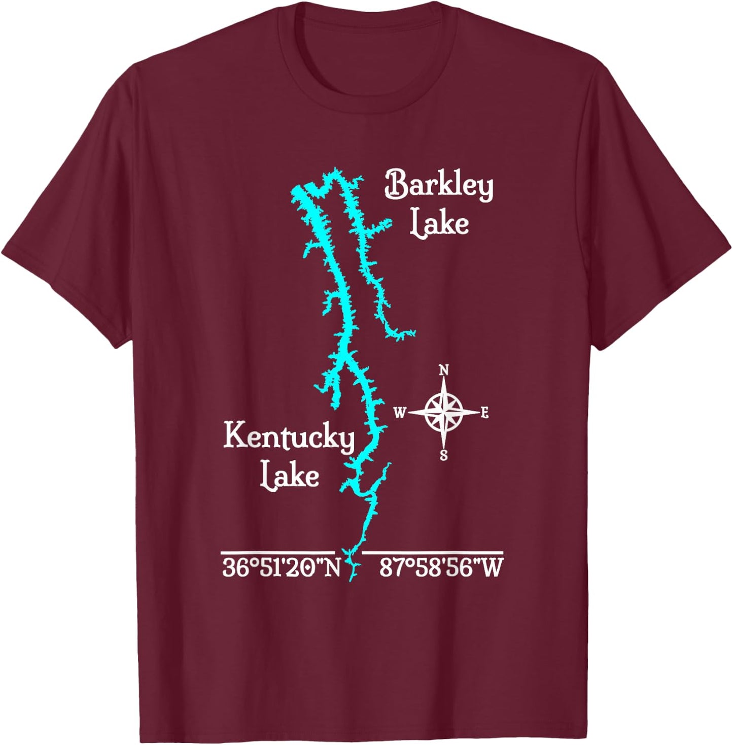 Kentucky & Barkley Lake, Kentucky & Tennessee T-Shirt - T-Shirt | Maroon