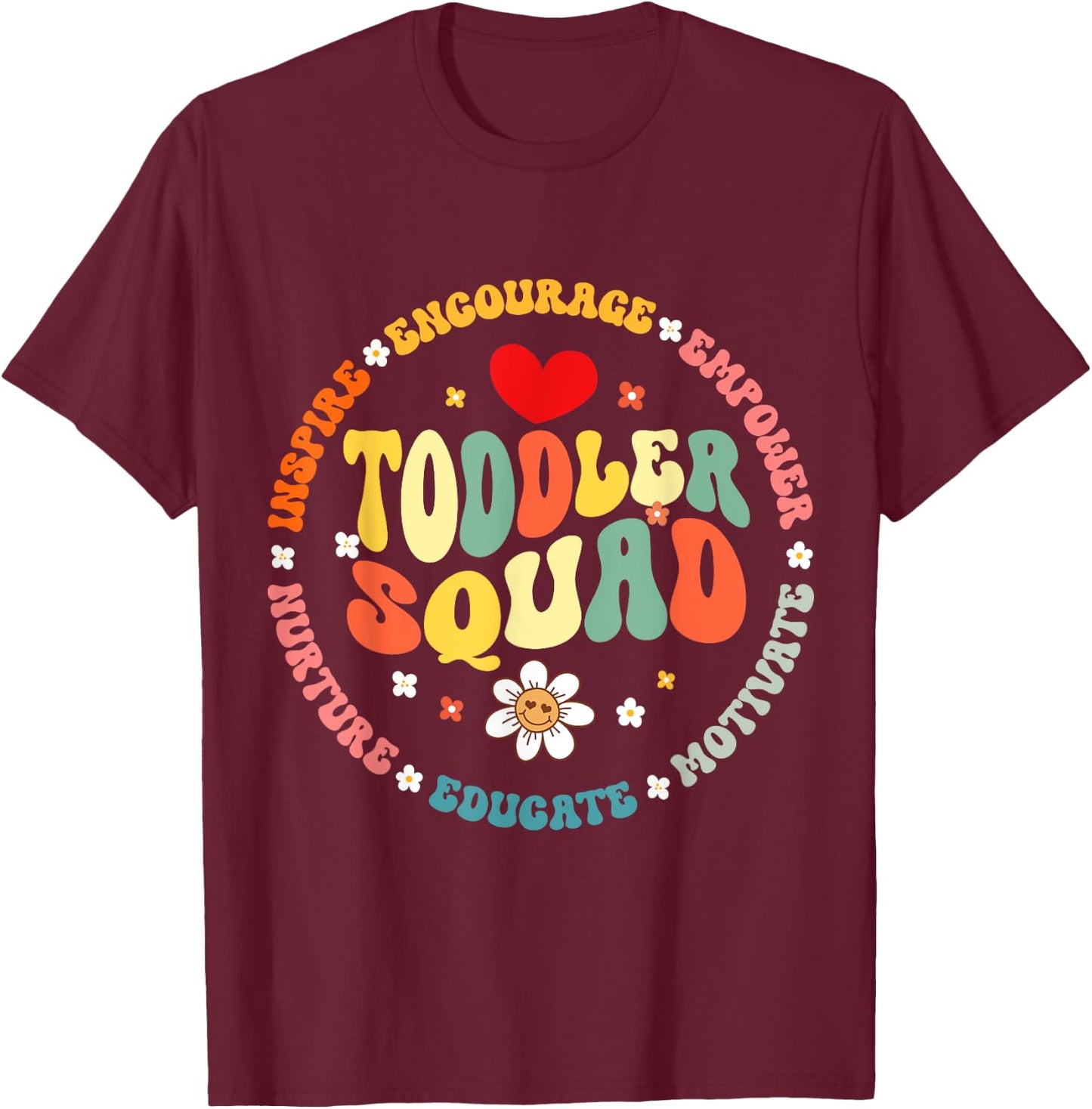 Toddler Squad Pre-K Teacher Pre School Back to School T-Shirt - T-Shirt | Maroon