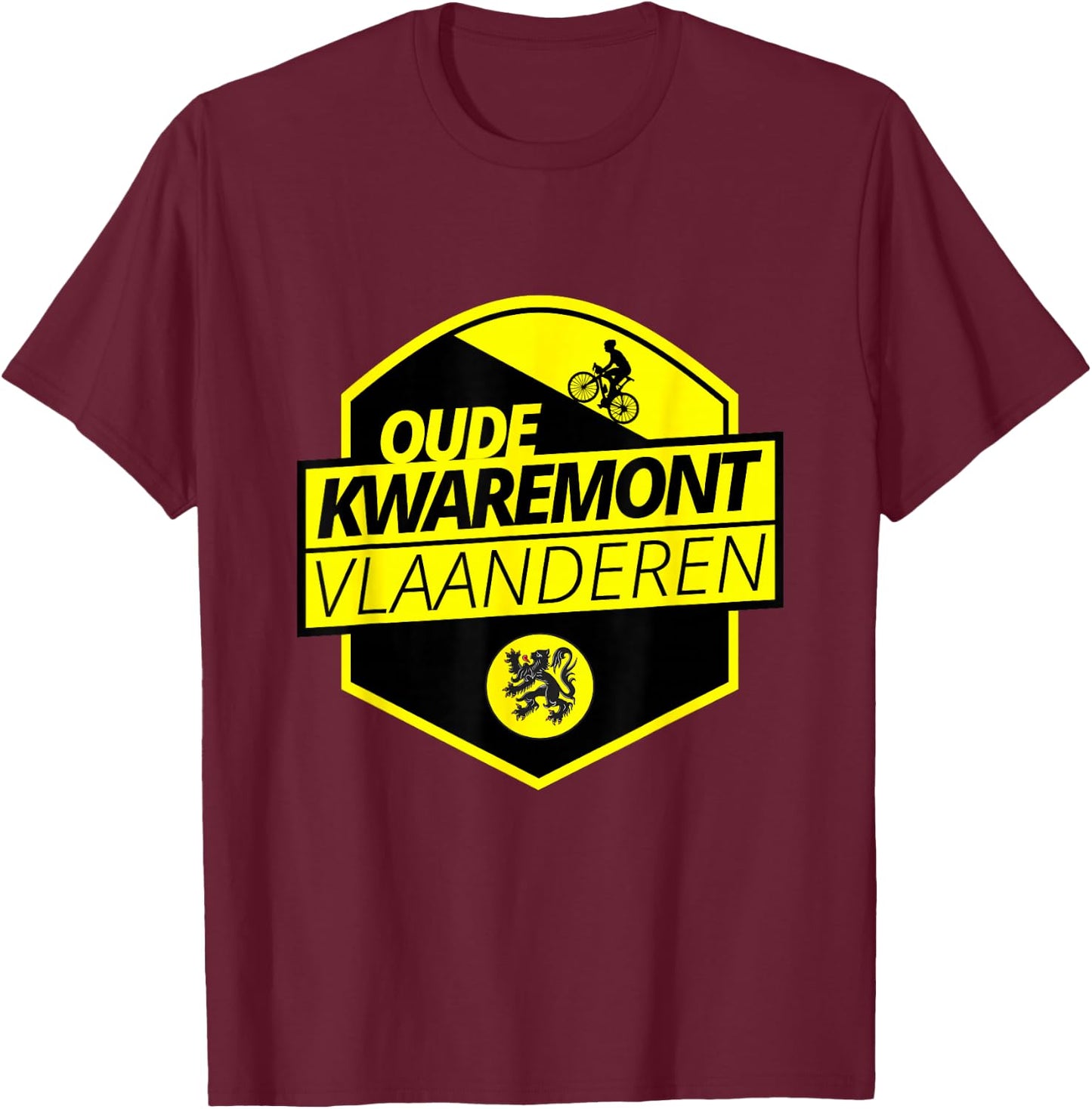 Oude Kwaremont Cycling In Flanders Belgium Cobbled Climb T-Shirt - T-Shirt | Maroon