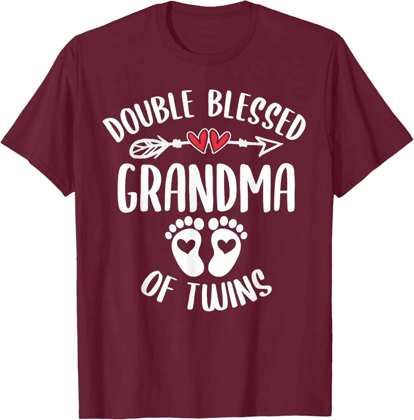 Double Blessed Grandma Of Twins - Funny Twin Grandmother T-Shirt - T-Shirt | Maroon
