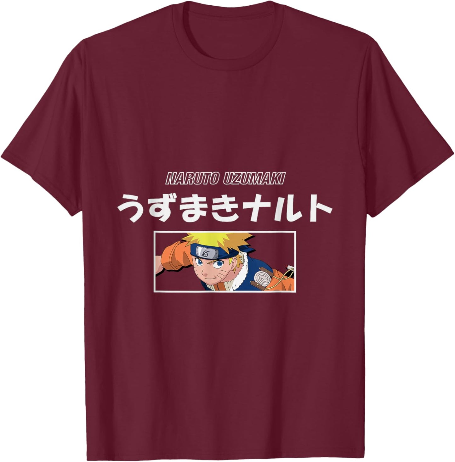 Naruto Classic Naruto Uzumaki Kanji Letters T-Shirt - T-Shirt | Maroon