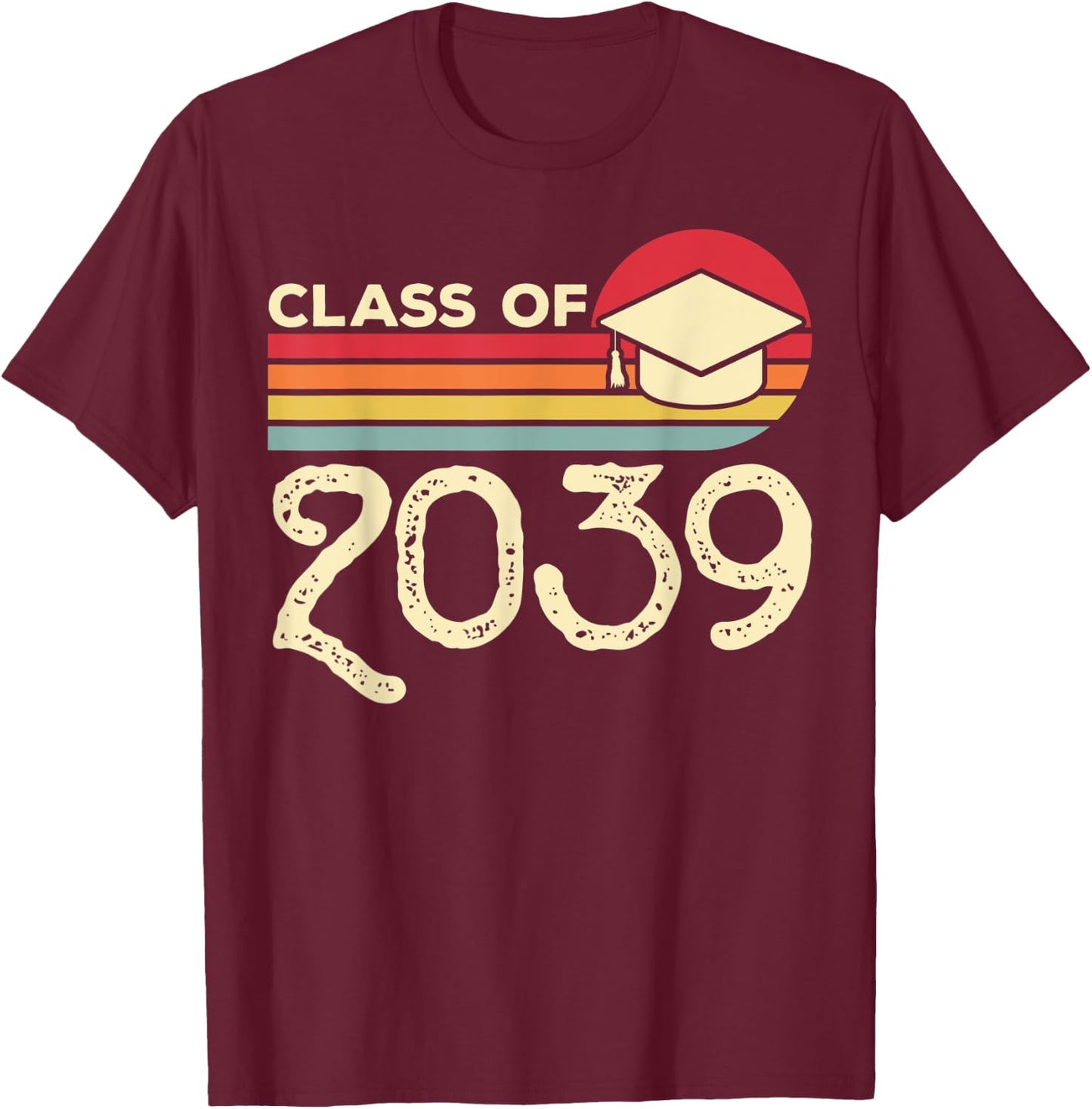 Class of 2039 Grow With Me Vintage Pre-K First Day of School T-Shirt - T-Shirt | Maroon
