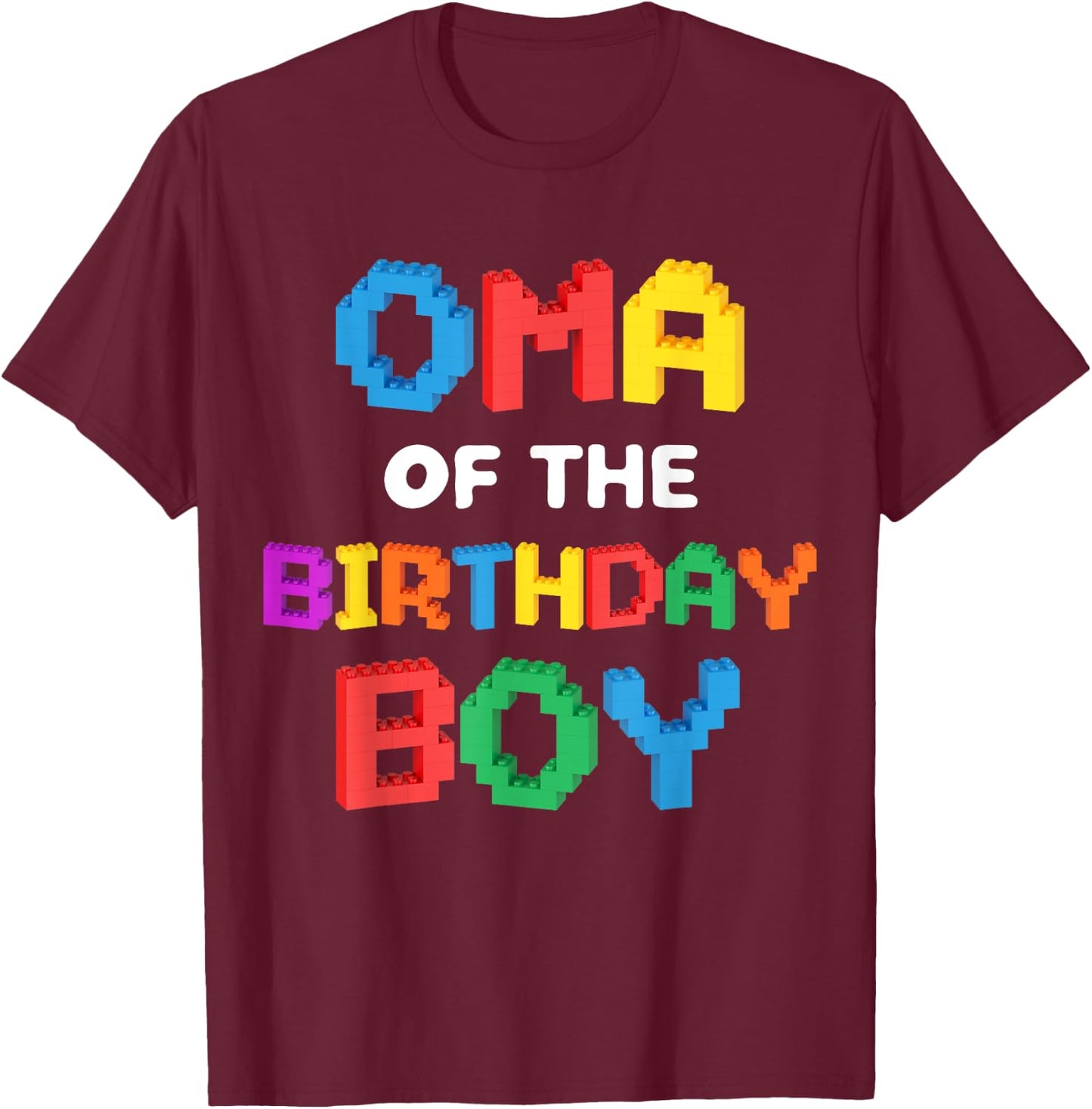 Oma of the Birthday Boy Master Builder Bricks Blocks T-Shirt - T-Shirt | Maroon