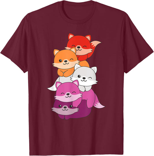 Lesbian Flag Pride Month Lgbtq Lesbian Fox T-Shirt - T-Shirt | Maroon