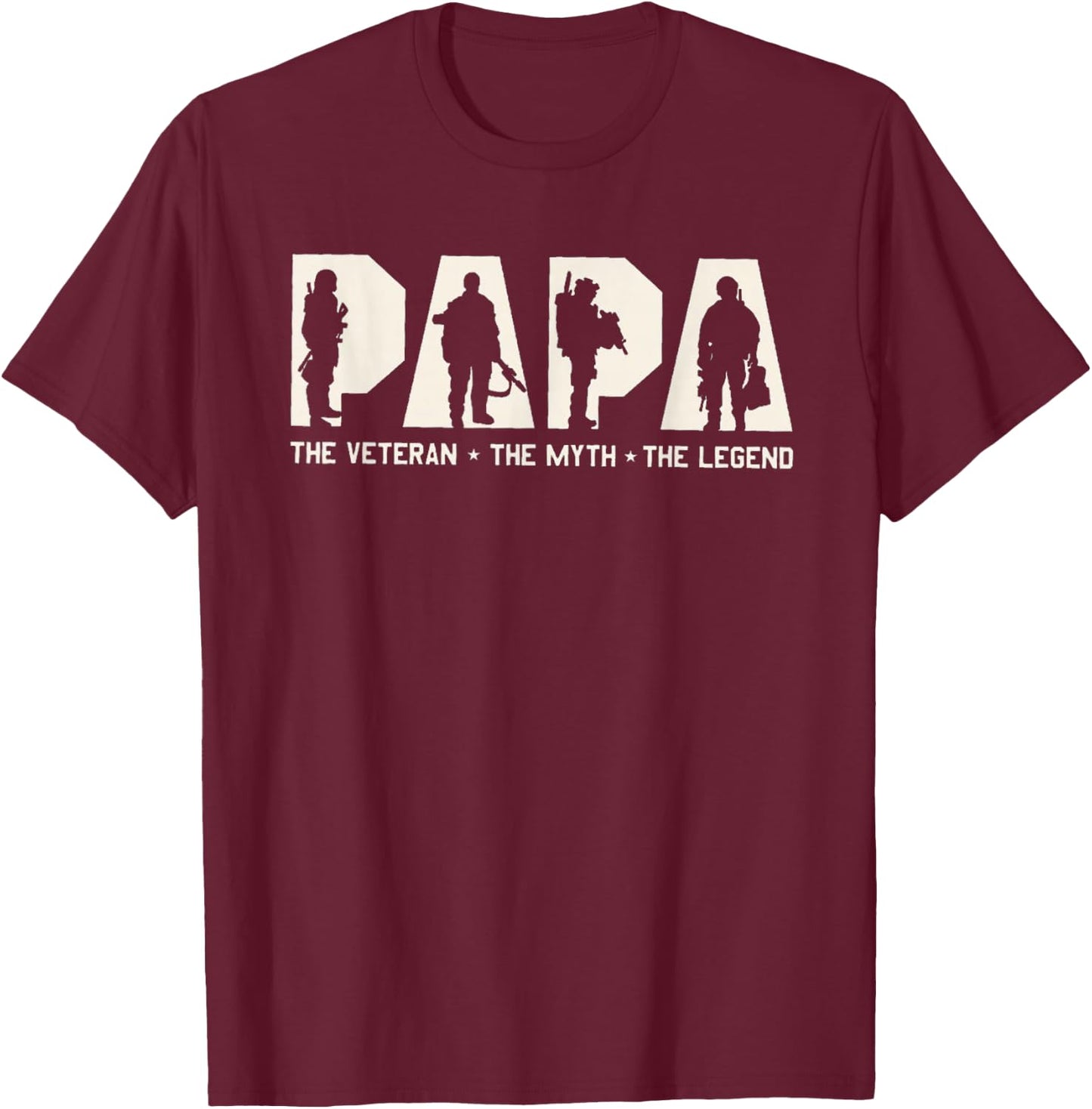 Papa Veteran The Myth The Legend Father's Day Grandpa T-Shirt - T-Shirt | Maroon