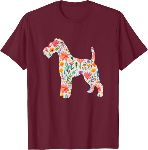 Wire Fox Terrier watercolor flowers design