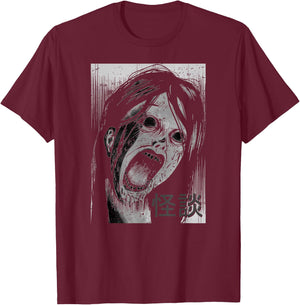 Japanese Horror Kaidan Ghost Stories Zombie Anime Manga Art T-Shirt - T-Shirt | Maroon