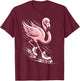 Flamingo Roller Skating Rollerskating Inline Skates T-Shirt - T-Shirt | Maroon
