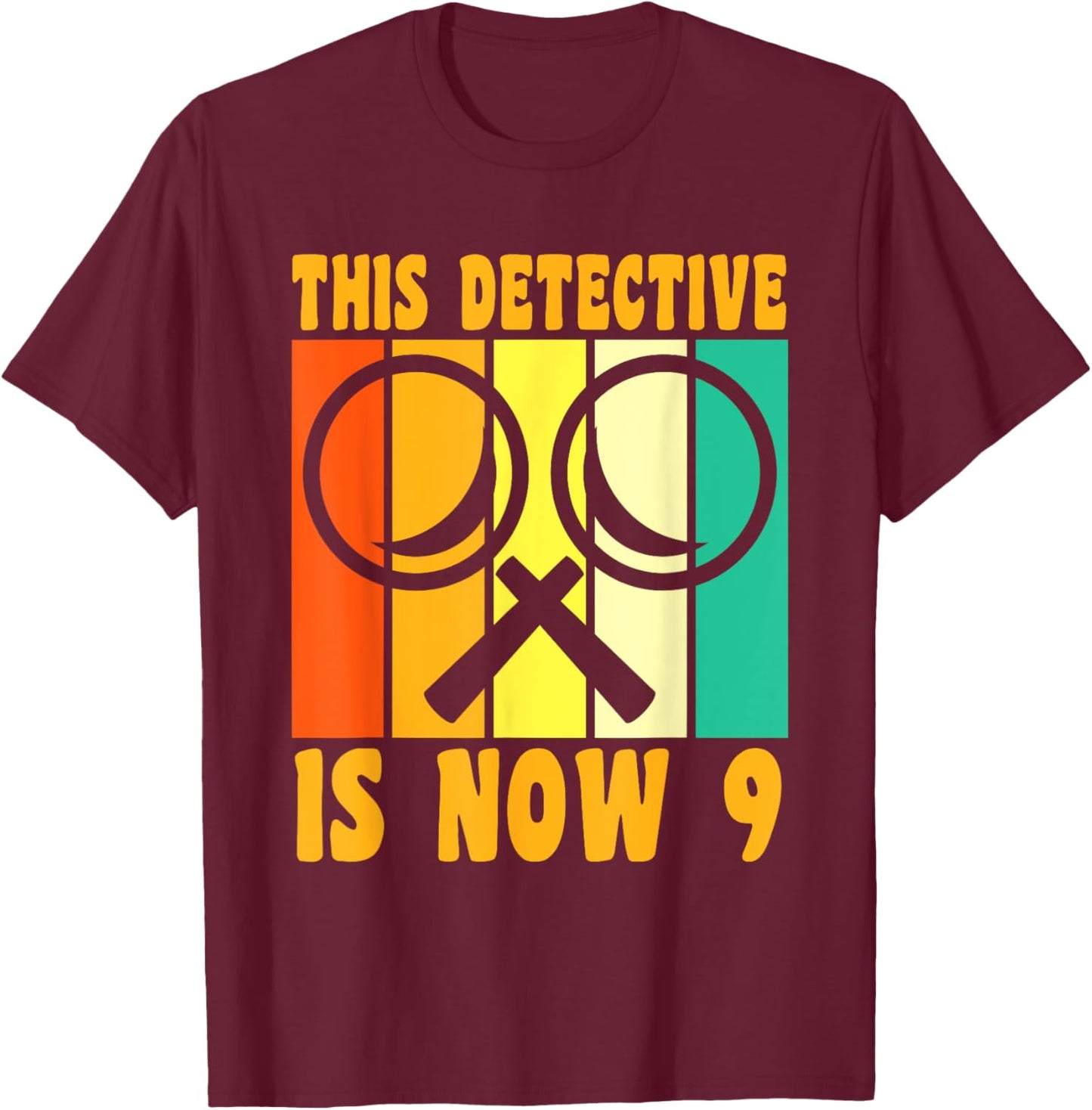 Happy 9 Birthday 9 Year Old Vintage Detective 9 Birthday T-Shirt - T-Shirt | Maroon