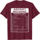 Aircraft Mechanic Nutrition Facts Sarcastic T-Shirt - T-Shirt | Maroon