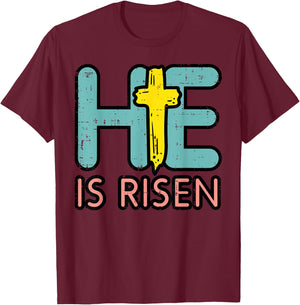 Easter HE is Risen Jesus Resurrection Christian Youth Kids Small T-Shirt - T-Shirt | Maroon