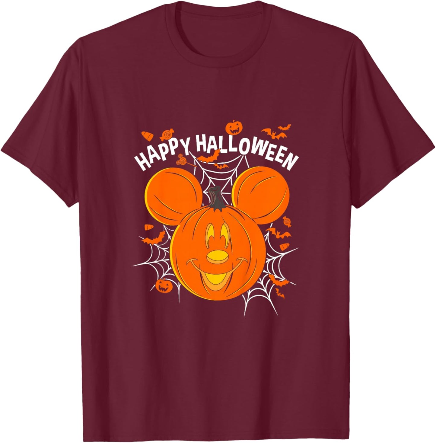 Kids Disney Mickey and Friends Halloween Mickey Pumpkin Youth T-Shirt - T-Shirt | Maroon
