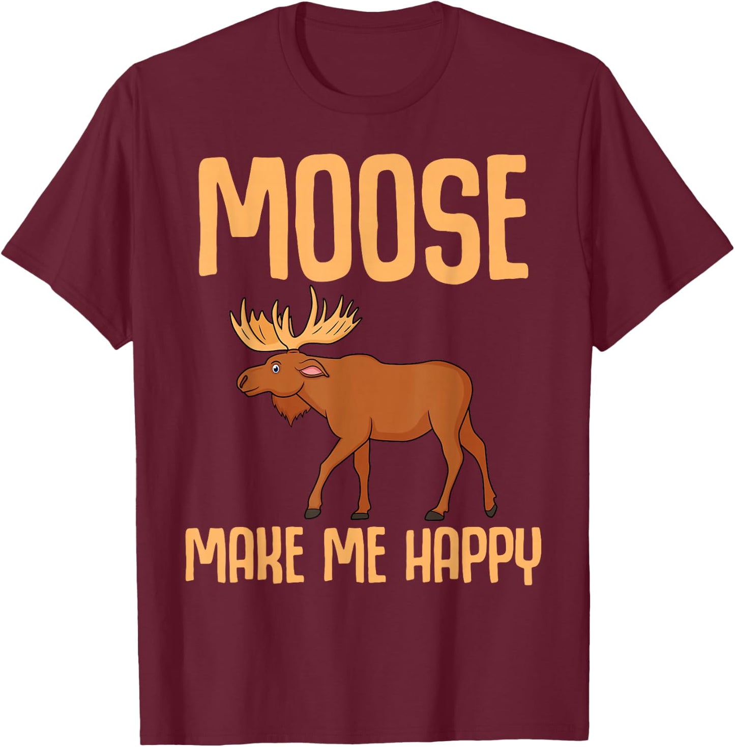 Funny Moose For Kids Boys Girls Antler Fallow Deer Animal T-Shirt - T-Shirt | Maroon