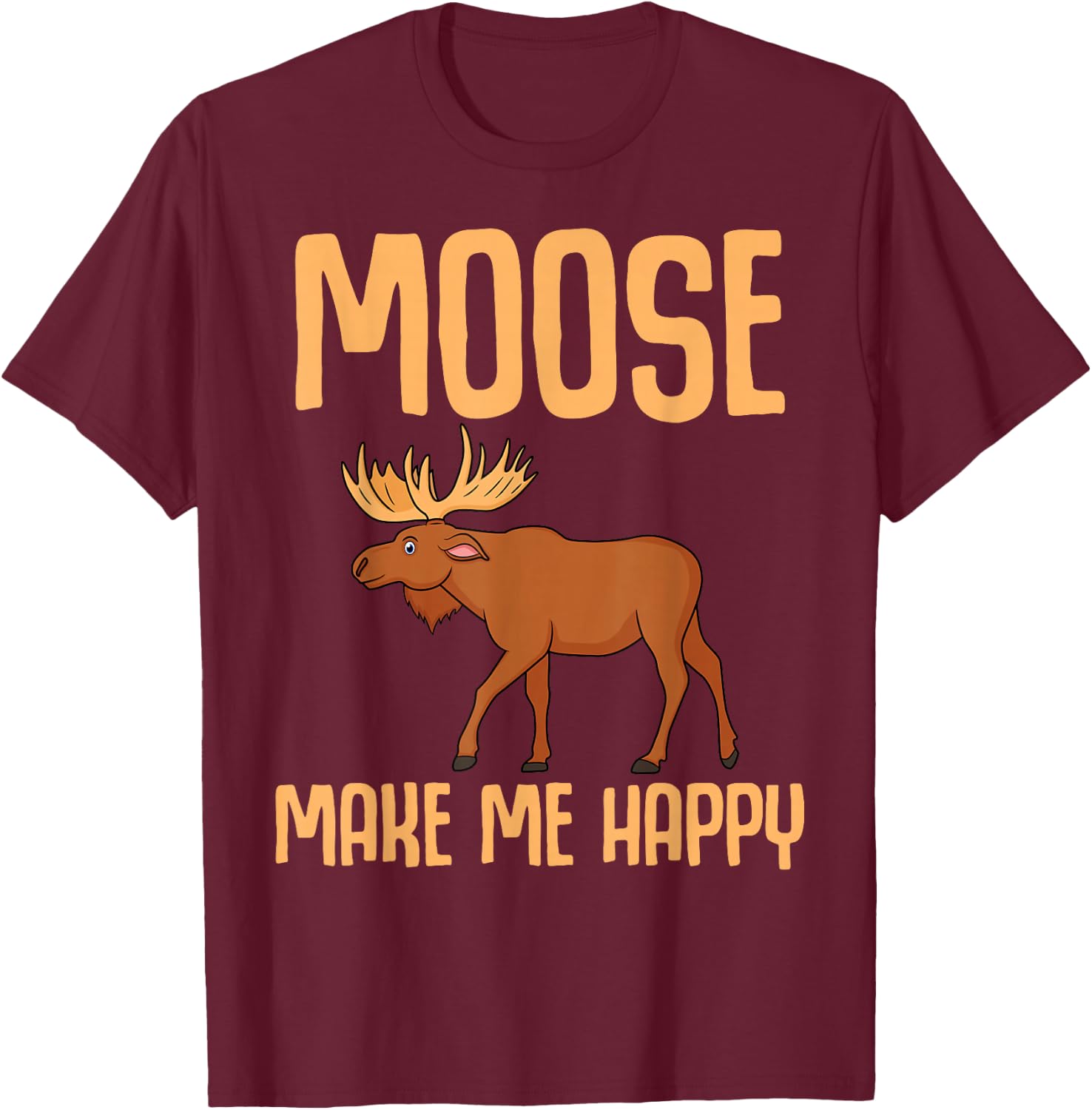 Funny Moose For Kids Boys Girls Antler Fallow Deer Animal T-Shirt - T-Shirt | Maroon