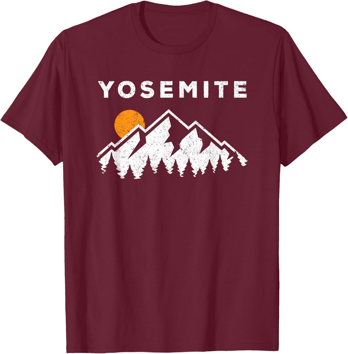 Retro Yosemite California Hiking National Park T-Shirt - T-Shirt | Maroon