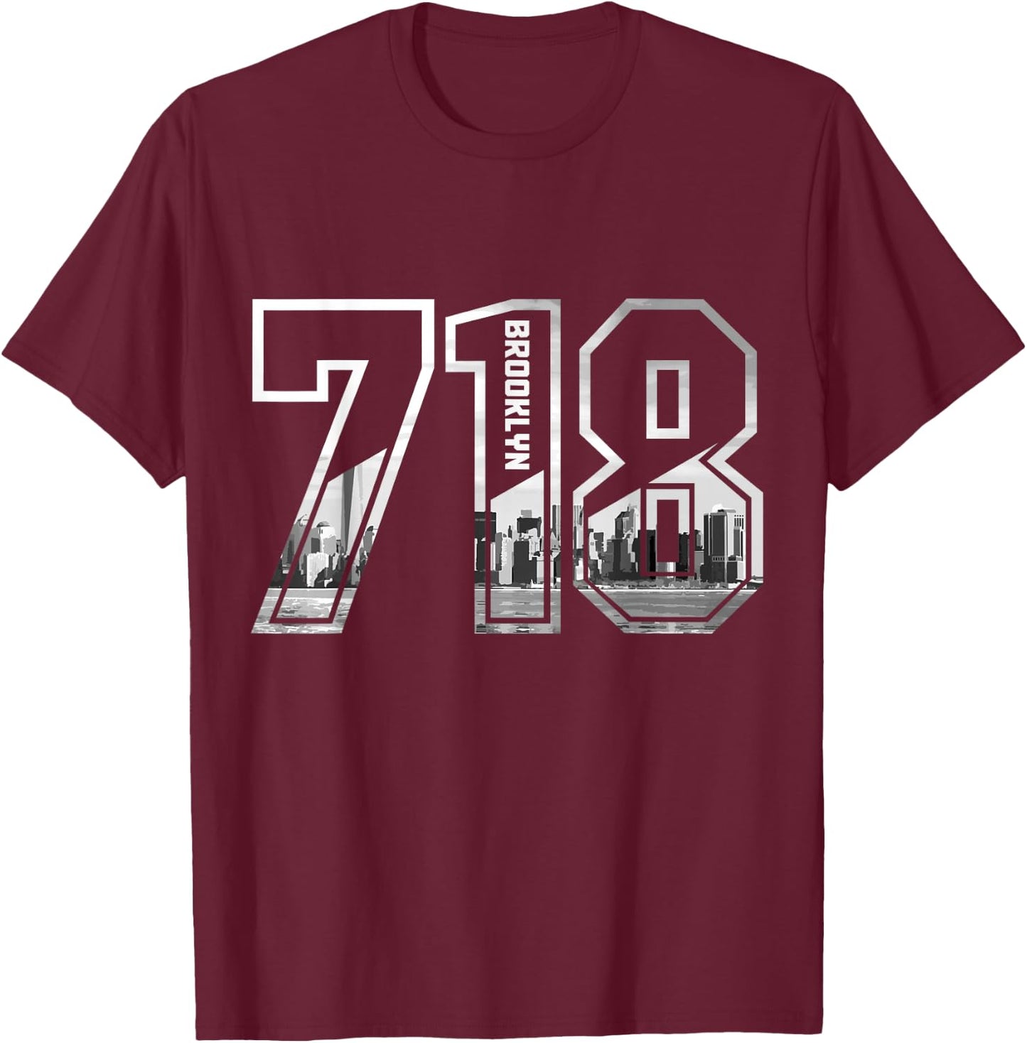 Brooklyn NY 718 Area Code Pride New York City Bronx Vintage T-Shirt - T-Shirt | Maroon