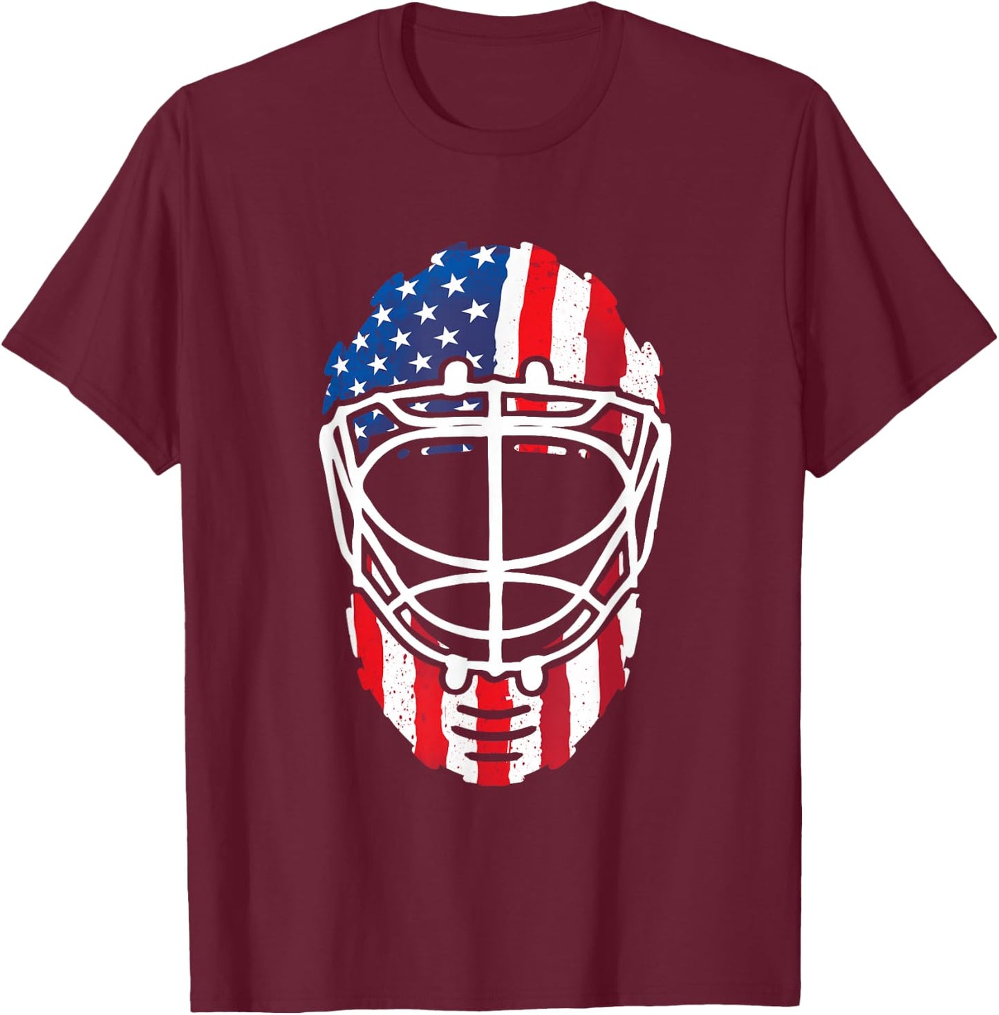 USA American Flag Vintage Hockey Goalie Mask 4th of July Men T-Shirt - T-Shirt | Maroon