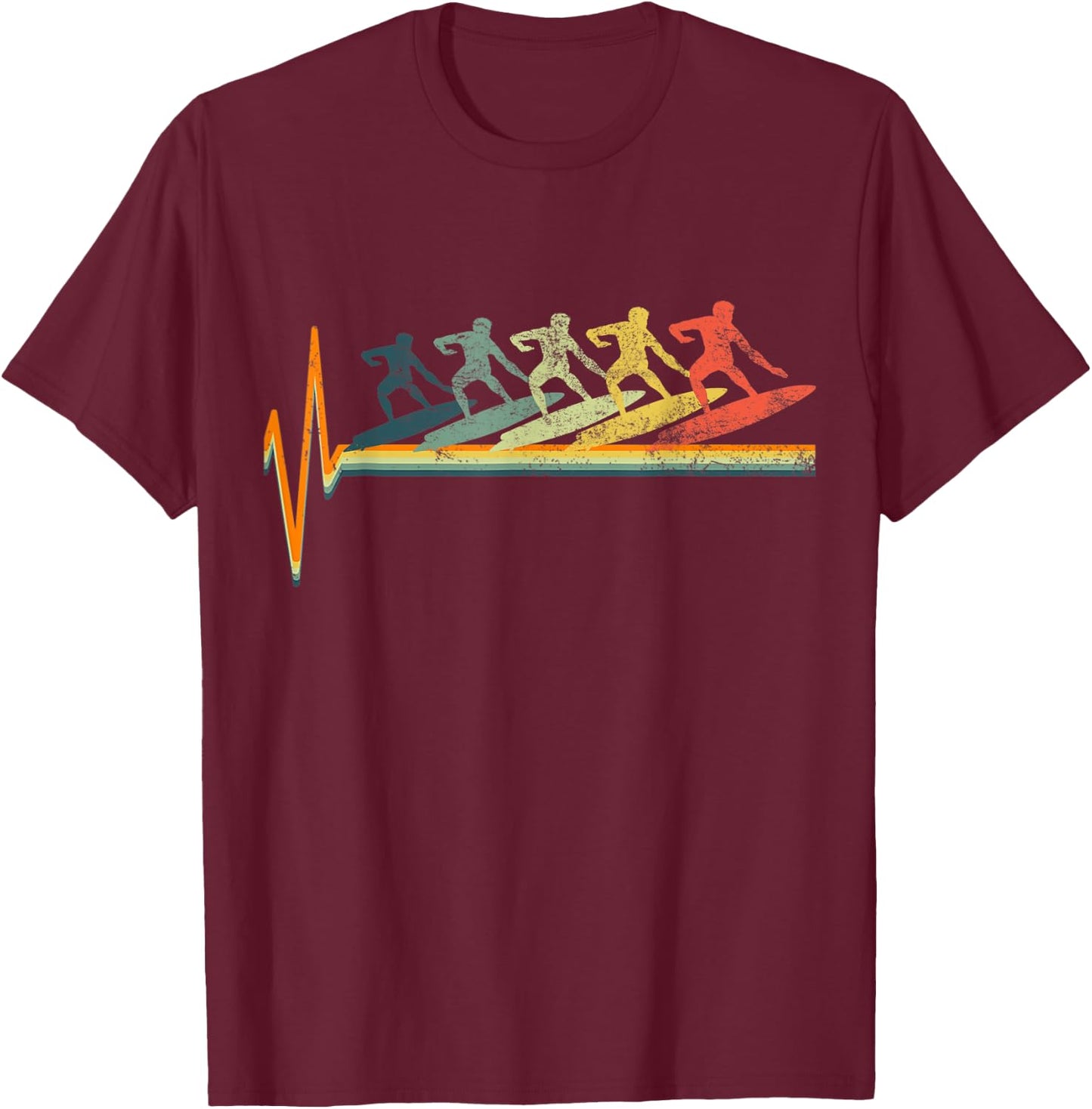 Surfer Vintage Wave Surfing Retro 70s 80s Beach Surf Lover Women Kids T-Shirt - T-Shirt | Maroon